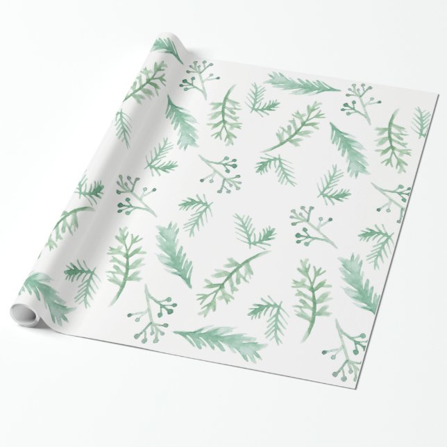 Papier Cadeau Aquarelle papier d'enveloppement À feuillage persi (Déroulé)