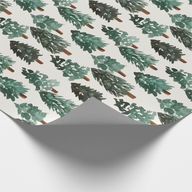 Papier Cadeau Aquarelle Papier d'enveloppement d'arbre de Noël e (Coin)