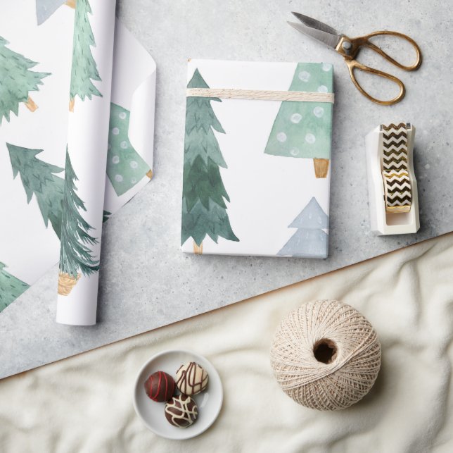 Papier Cadeau Aquarelle Papier d'enveloppement de l'arbre de Noë (Artisanat)