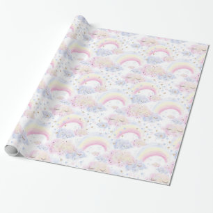 Papier Cadeau Aquarelle Parties scintillant des arcs-en-ciel mag