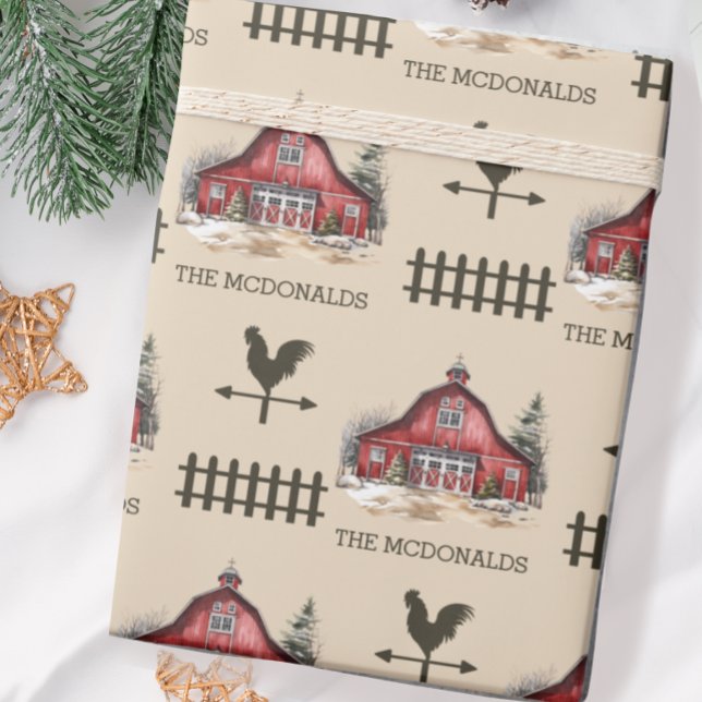 Papier Cadeau Aquarelle Pays Noël Personnalisé (Créateur téléchargé)