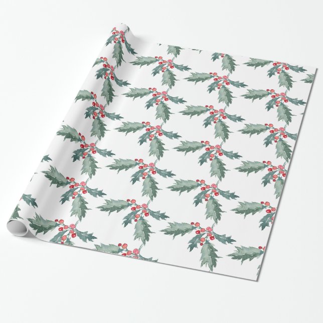 Papier Cadeau Aquarelle Peint Noël Vide Papier à envelopper (Déroulé)