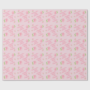 Papier Cadeau Aquarelle peinte à la main Rose JEUX cadeau d'anni