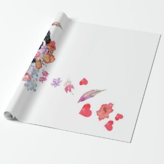 Papier Cadeau Aquarelle Peinture Beagle Chien Fleurs de couronne
