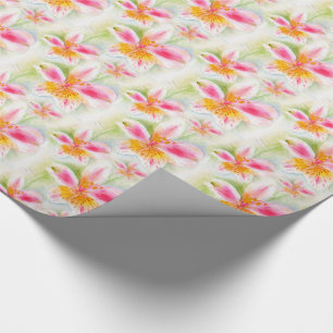 Papier Cadeau Aquarelle Peinture péruvienne Lily Alstroemeria mo