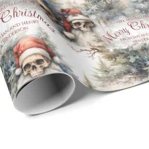 Papier Cadeau Aquarelle Père Noël Skuls Noël gothique