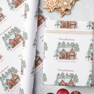 Papier Cadeau Aquarelle personnalisée unique Arbre de Noël nordi