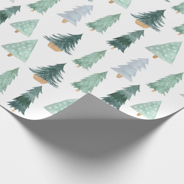 Papier Cadeau Aquarelle Pine Arbres Papier d'enveloppement de No (Coin)