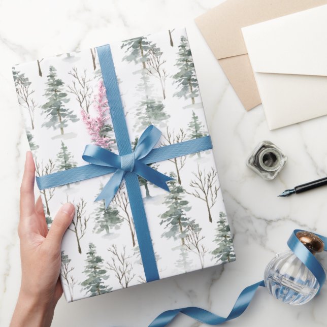Papier Cadeau Aquarelle Pine Cônes Noël Arbre de Noël (Cadeaux)