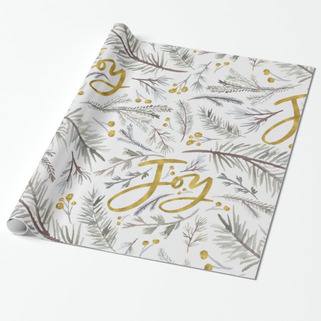 Papier Cadeau Aquarelle Pine Twig (Déroulé)