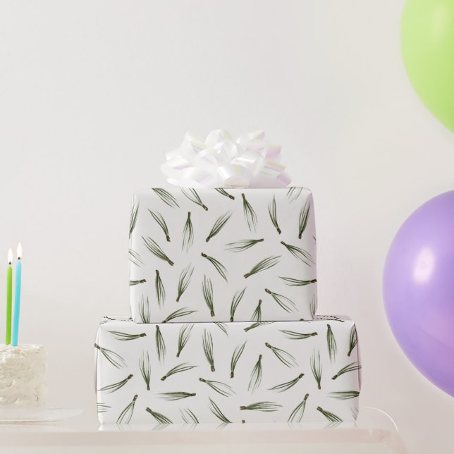 Papier Cadeau Aquarelle Pine verte Arbre moderne Noël (Cadeaux de fête)