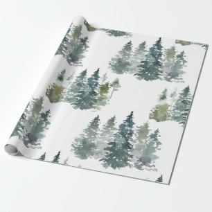Papier Cadeau Aquarelle Pins Russes hiver neige