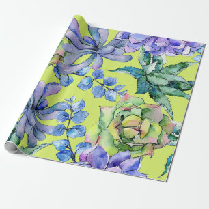 Papier Cadeau Aquarelle Plantes succulents