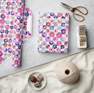 Papier Cadeau Aquarelle points fleurs motif
