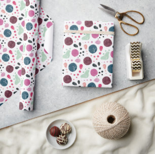 Papier Cadeau Aquarelle Pois irrégulier Motif enveloppement P