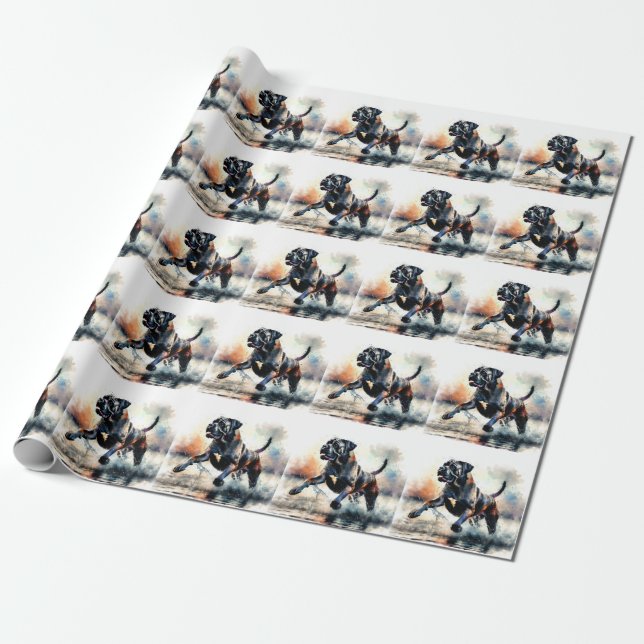 Papier Cadeau Aquarelle puissante Canne Corso chien (Déroulé)