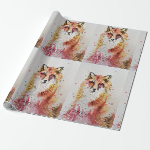 Papier Cadeau Aquarelle Red Fox jolie Bois d'art animal