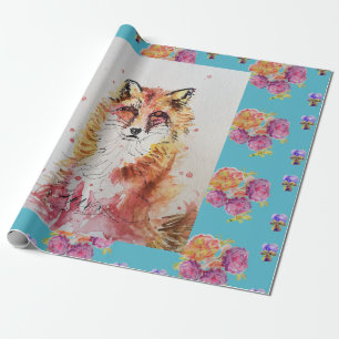 Papier Cadeau Aquarelle Red Fox jolie Bois d'art animal