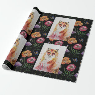 Papier Cadeau Aquarelle Red Fox jolie Bois d'art animal