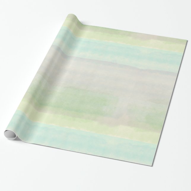 Papier Cadeau Aquarelle rêveuse de vert bleu (Déroulé)