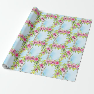 Papier Cadeau Aquarelle romantique Art Nouveau Vin Rose