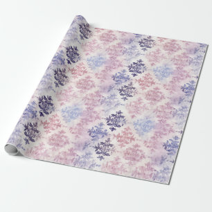 Papier Cadeau Aquarelle romantique violet Damas