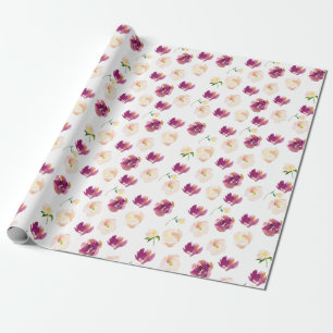 Papier Cadeau Aquarelle rose Bourgogne Florale