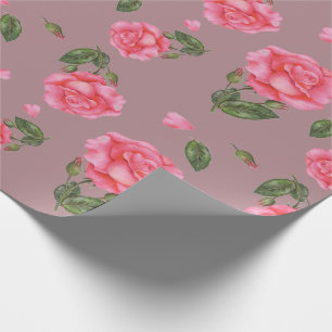 Papier Cadeau Aquarelle rose Illustration Art floral