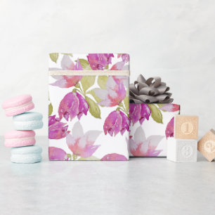 Papier Cadeau Aquarelle rose Lilac Magnolia