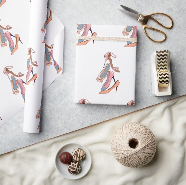 Papier Cadeau Aquarelle rose mignonne Diva Glam Stilettos (Artisanat)