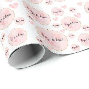 Papier Cadeau Aquarelle rose pâle Coeur