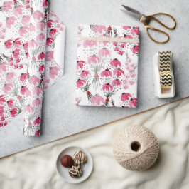 Papier Cadeau Aquarelle rose pâle Floral Peint à la main