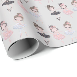 Papier Cadeau Aquarelle rose rose bleu or pâle