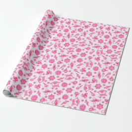 Papier Cadeau Aquarelle rose rose kitsch magique Noël