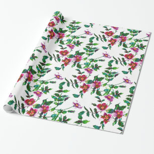 Papier Cadeau Aquarelle rose Roses magenta rose floral