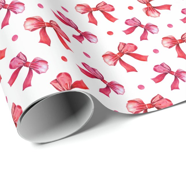 Papier Cadeau Aquarelle Rouge Vaches Noël Cadeau de Noël (Coin rond)