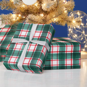 Papier Cadeau Aquarelle Rouge Vert Vacances Plantées Noël