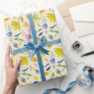 Papier Cadeau Aquarelle rustique Jardin Floral Botanique