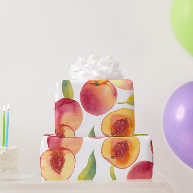Papier Cadeau Aquarelle striée Ppêche les fruits (Cadeaux de fête)