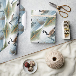 Papier Cadeau Aquarelle Style Canada Oie Bird Natation Lac