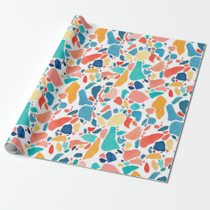 Papier Cadeau Aquarelle Terrazzo motif sans couture. Poignée sur
