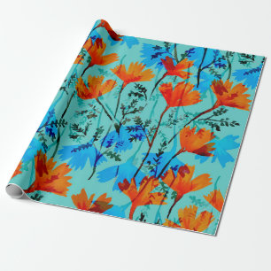 Papier Cadeau Aquarelle transparente motif avec dessiné à la mai