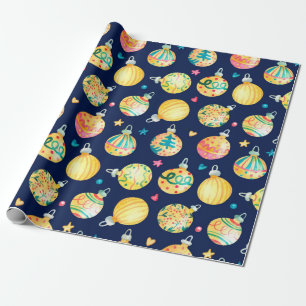 Papier Cadeau Aquarelle transparente motif avec l'or brillant Ch