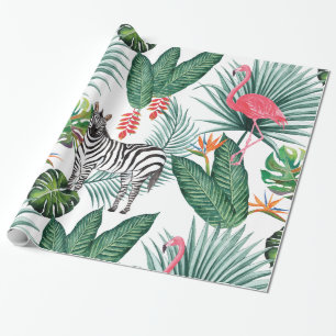 Papier Cadeau Aquarelle tropicale de feuille de zèbre moderne de