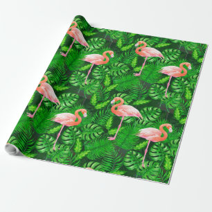 Papier Cadeau Aquarelle tropicale Flamant rose