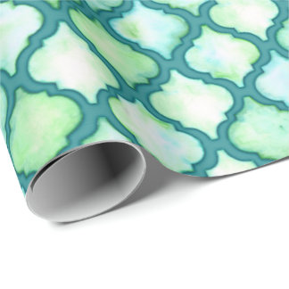 Papier Cadeau Aquarelle Turquoise Maroc Quatrefoil Cadeau