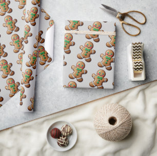 Papier Cadeau Aquarelle Vert et Brown pain d'épices Motif homme