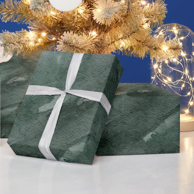 Papier Cadeau Aquarelle Vert moderne Motif de Noël (Vacances)