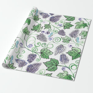 Papier Cadeau Aquarelle Vins de raisin noir