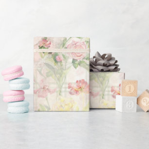 Papier Cadeau Aquarelle vintage Florale Fleurs roses Collage Art